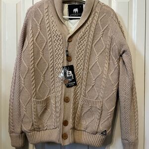 American Stitch Men's Tan Cable Knit Sweater L